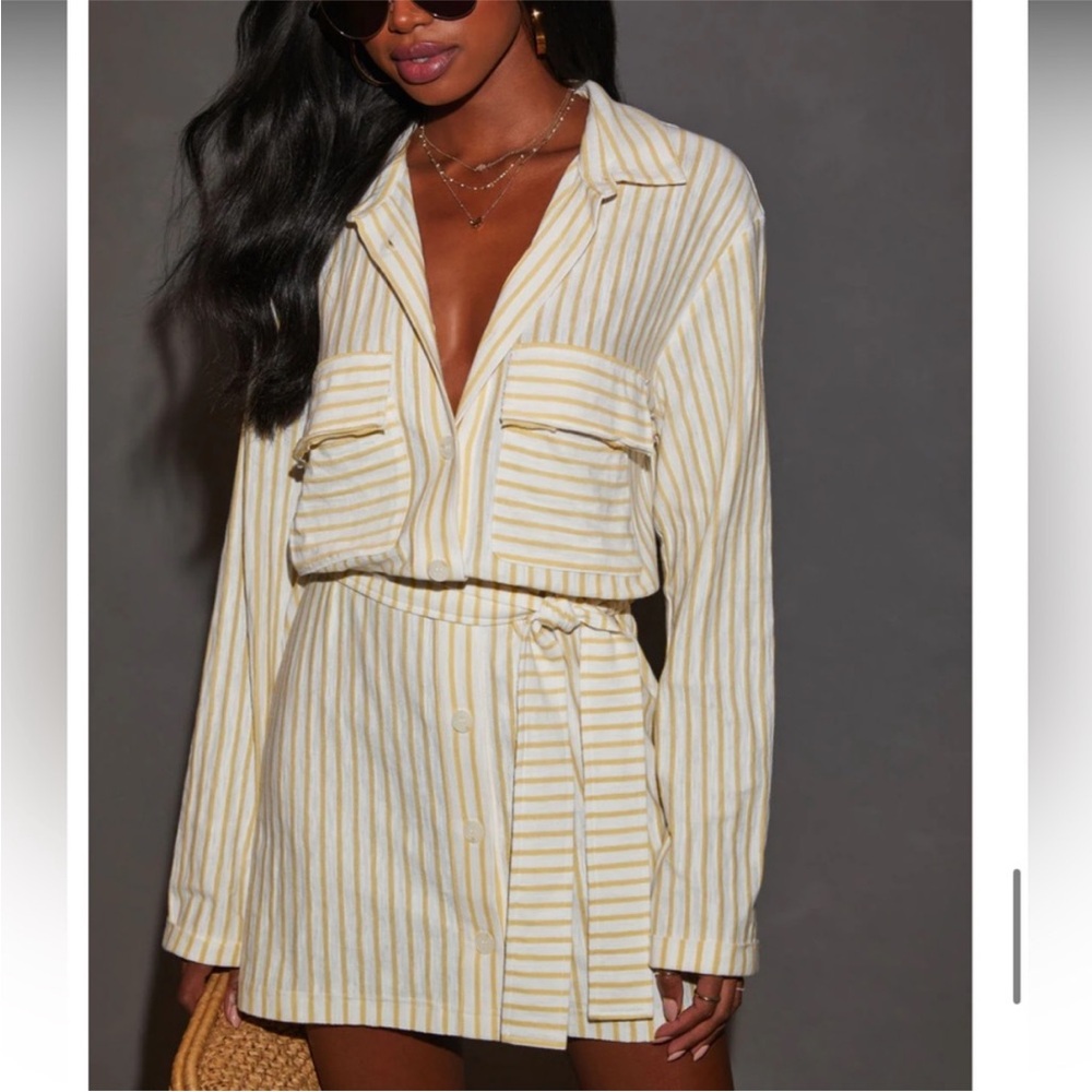 Vici Yellow Stripe Wrap Dress